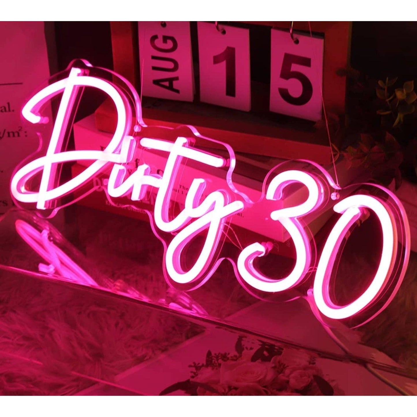 Lovely Bright Pink “Dirty Thirty” LED Night Light Birthday Party LED Light Room