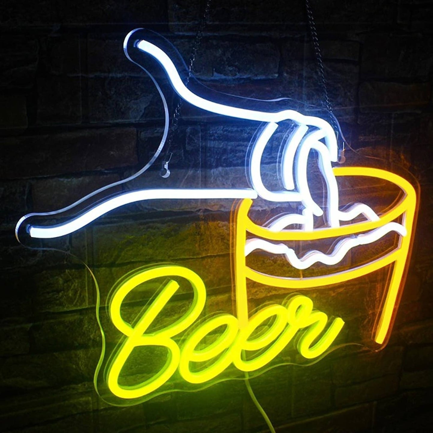 Fun Bright Yellow Pouring Beer in Cup LED Night Light Bar Party Decoration