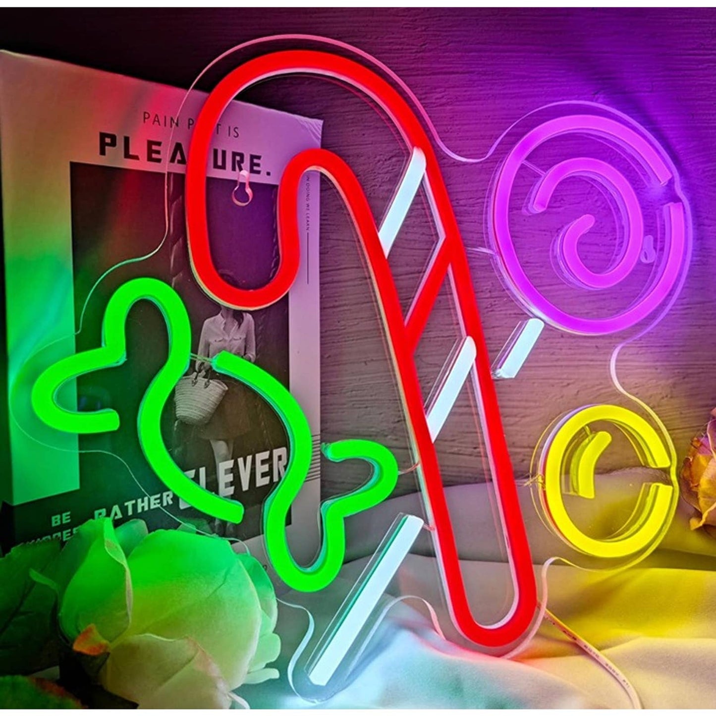 Lovely Tasty Bright Colorful Candy Cane LED Night Light Christmas Decor