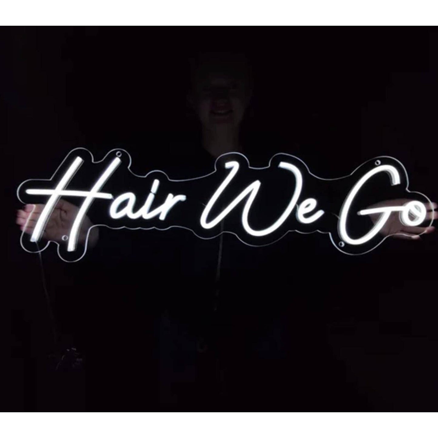 Fun Bright White “Hair We Go” LED Night Light Spa Salon Room Wall Decoration
