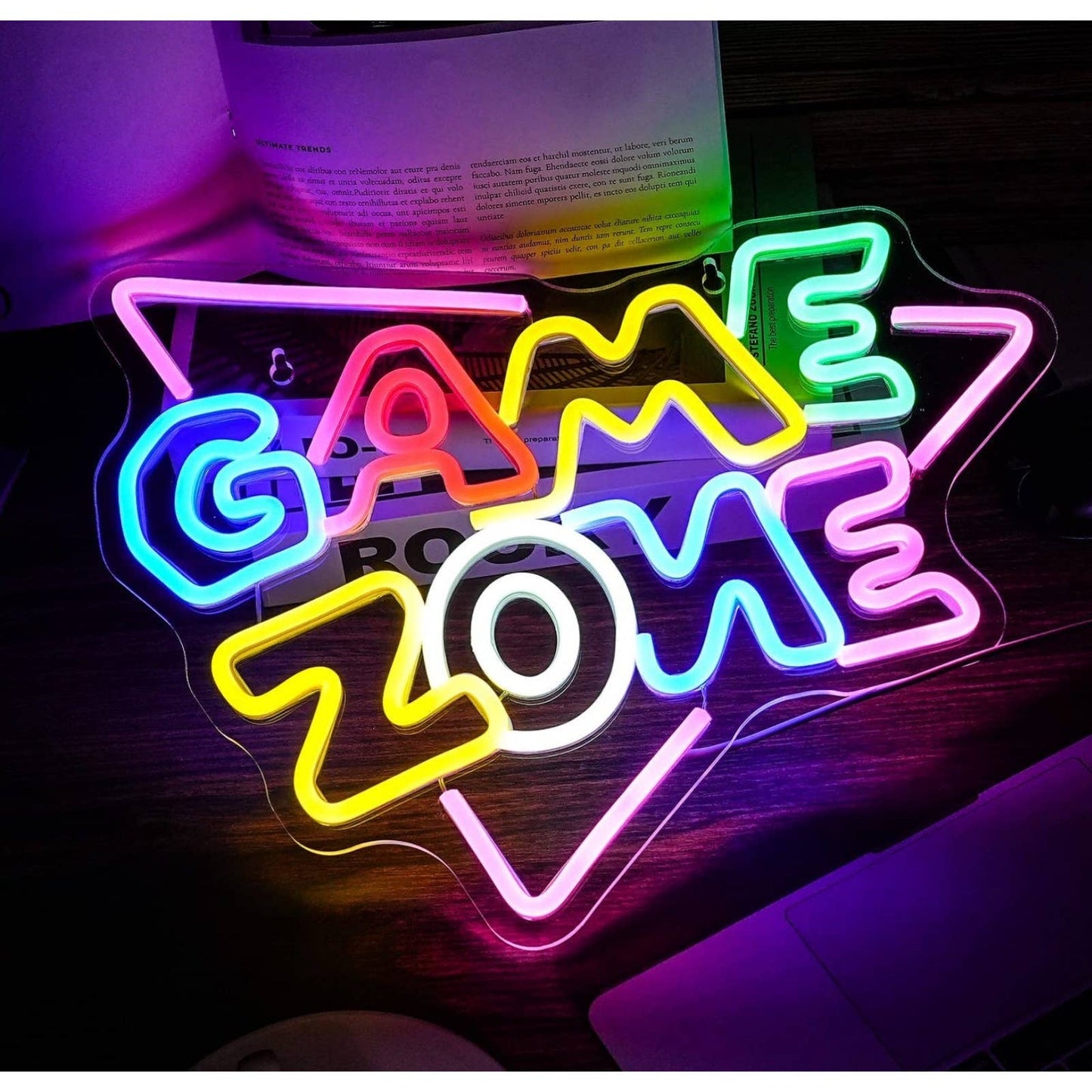 Fun Bright Vivid Colorful Game Zone LED Night Light Room Decoration