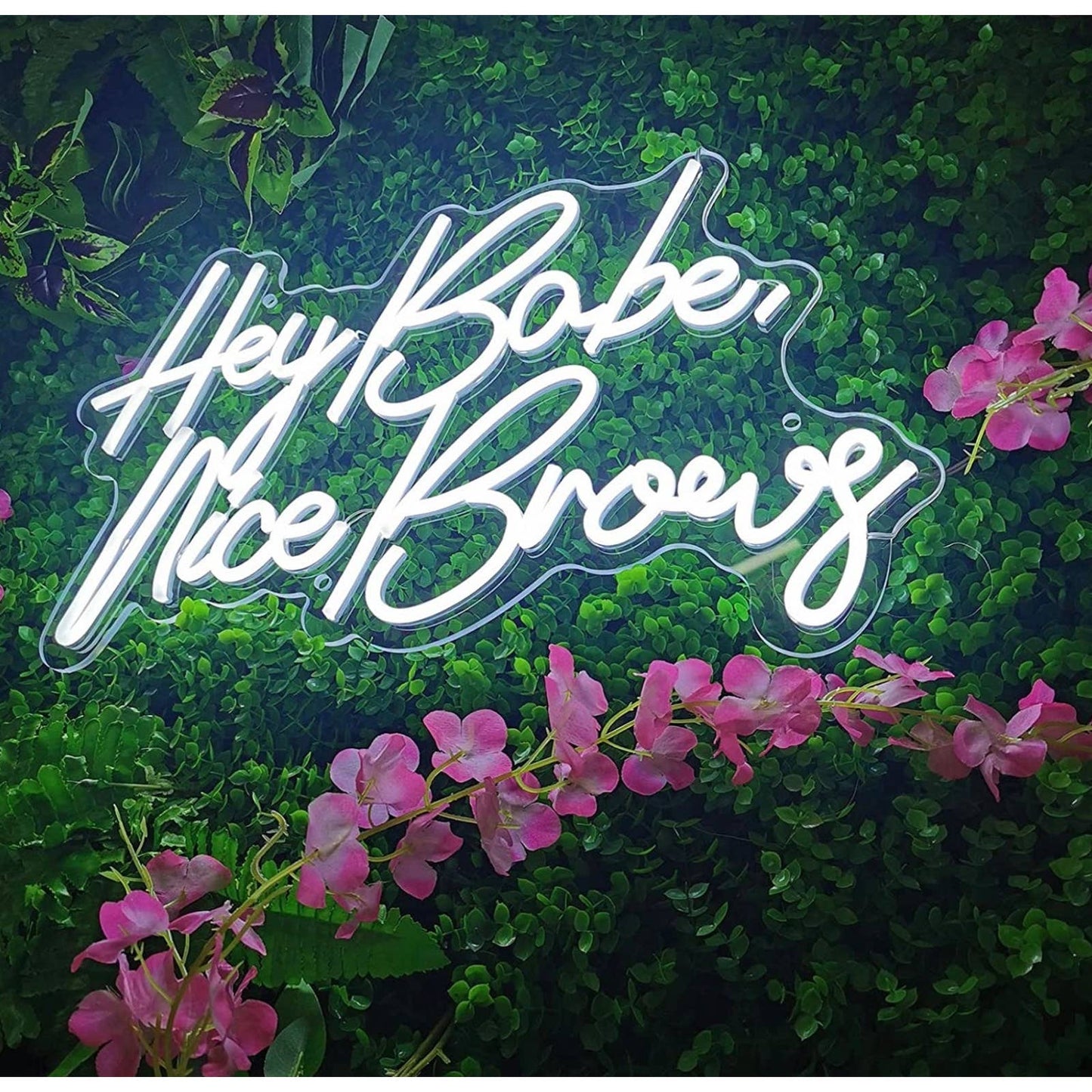 Lovely Bright White “Hey Babe, Nice Brows” LED Night Light Room Wall Decoration