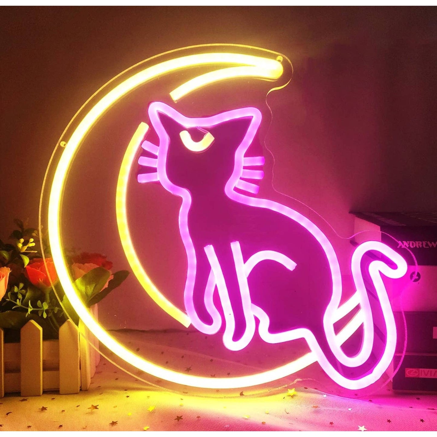 Lovely Bright Sailor Moon Luna LED Night Light Anime Cat Room Japan Wall Decor