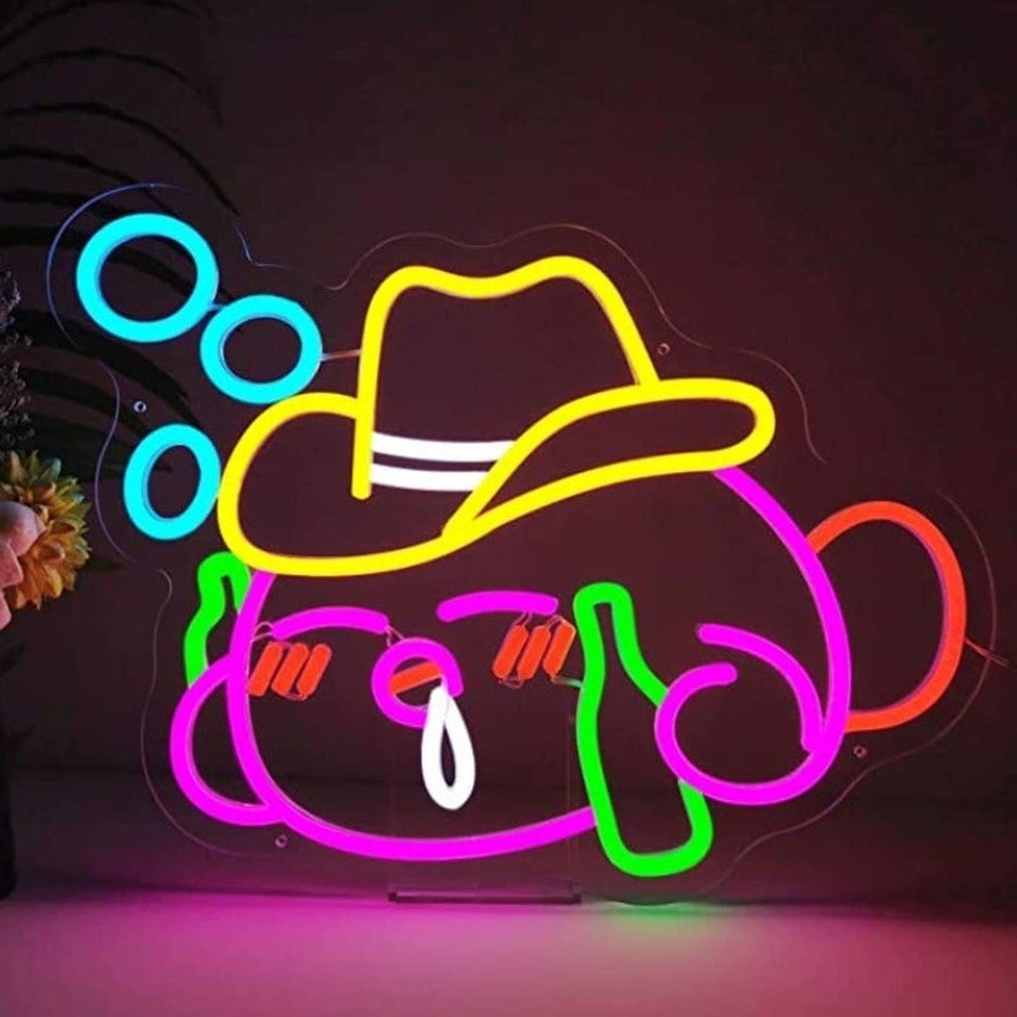 Funny Bright Drunk Cowboy Kirby LED Night Light Room Wall Decoration