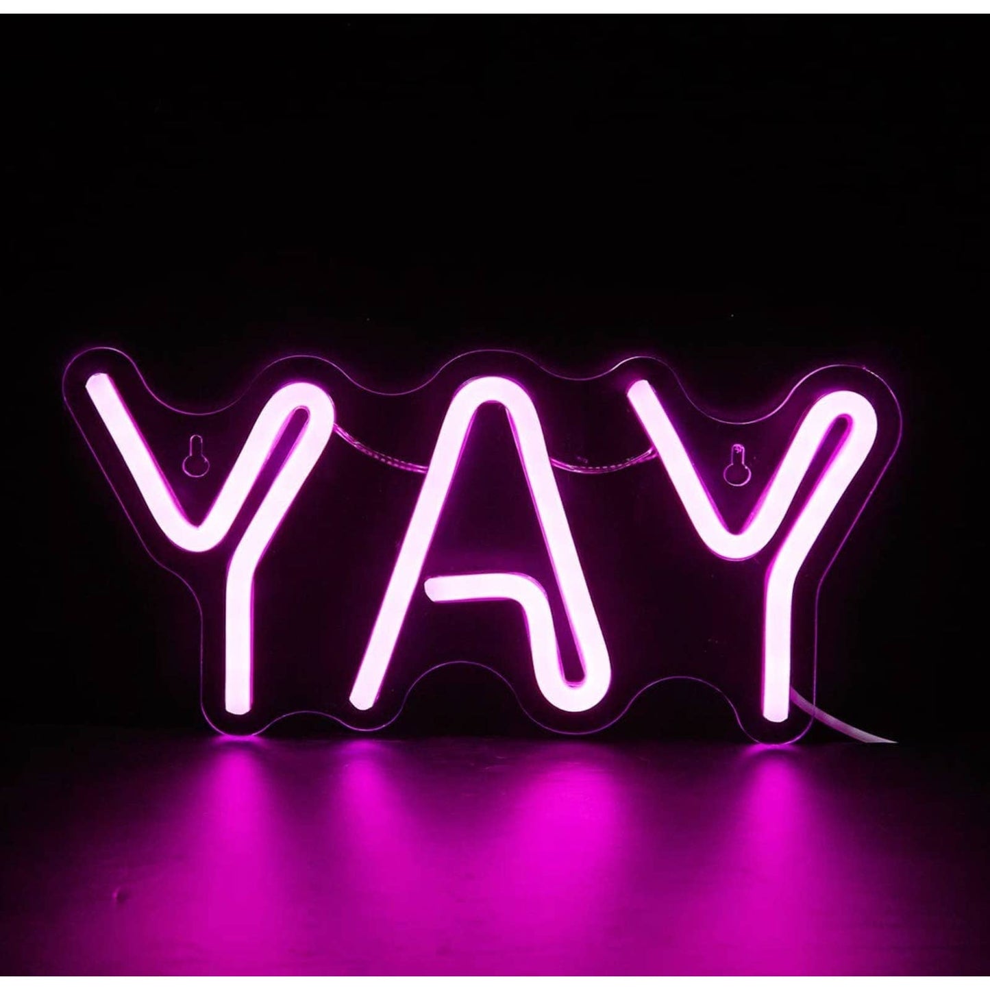 Adorable Bright Pink “Yay” LED Night Light Room Wall Decoration