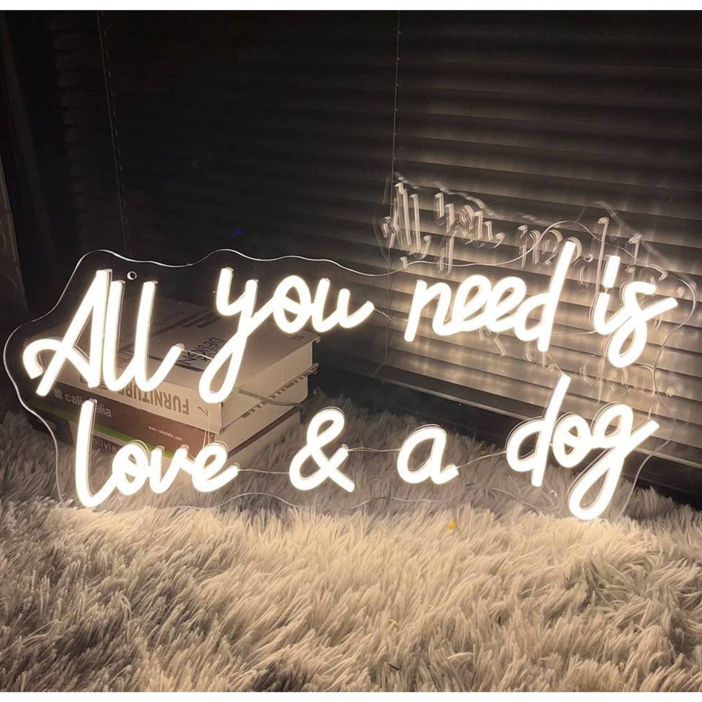 Lovely Bright “All You Need is Love and a Dog” LED Night Light Room Wall Decor