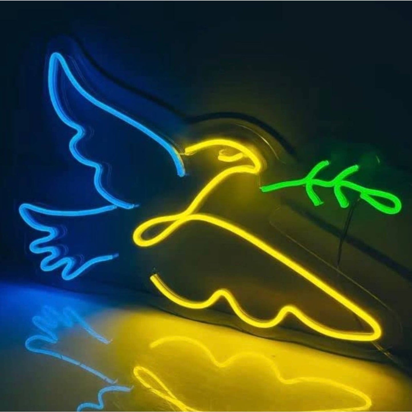 Lovely Bright Blue / Yellow Dove Bird LED Night Light Room Wall Decoration