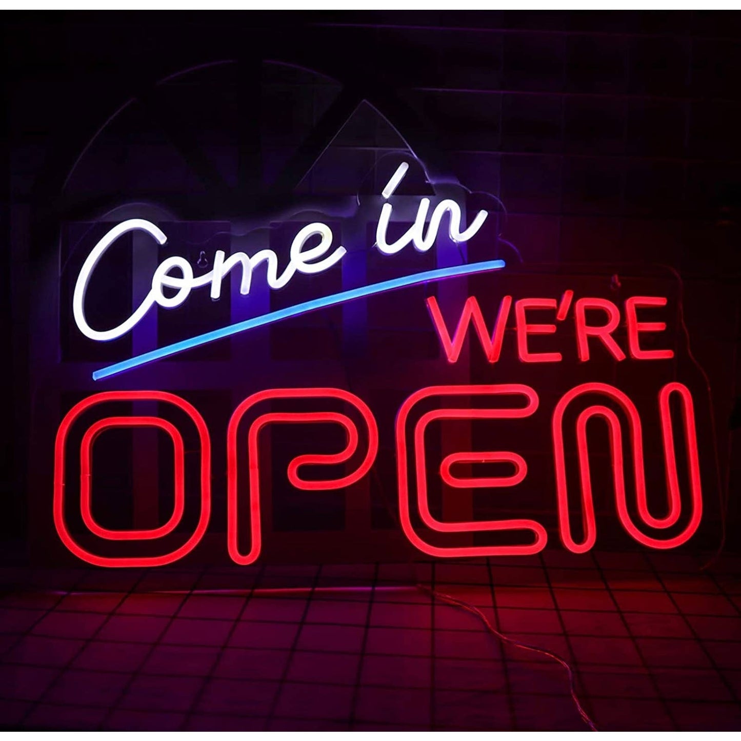 Large Bright “Come in, We’re OPEN” LED Business Store Window Light Sign