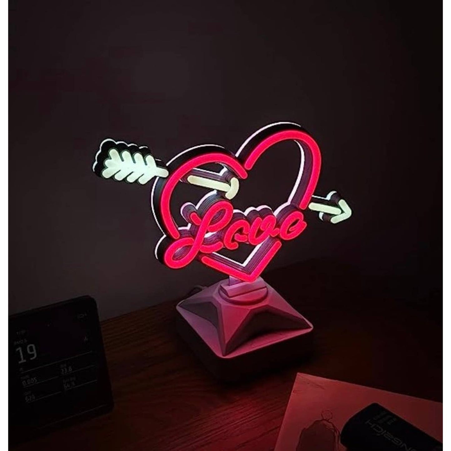 Lovely Bright Red Heart Cupids Arrow Heart Love LED Night Light Lamp Room Decor