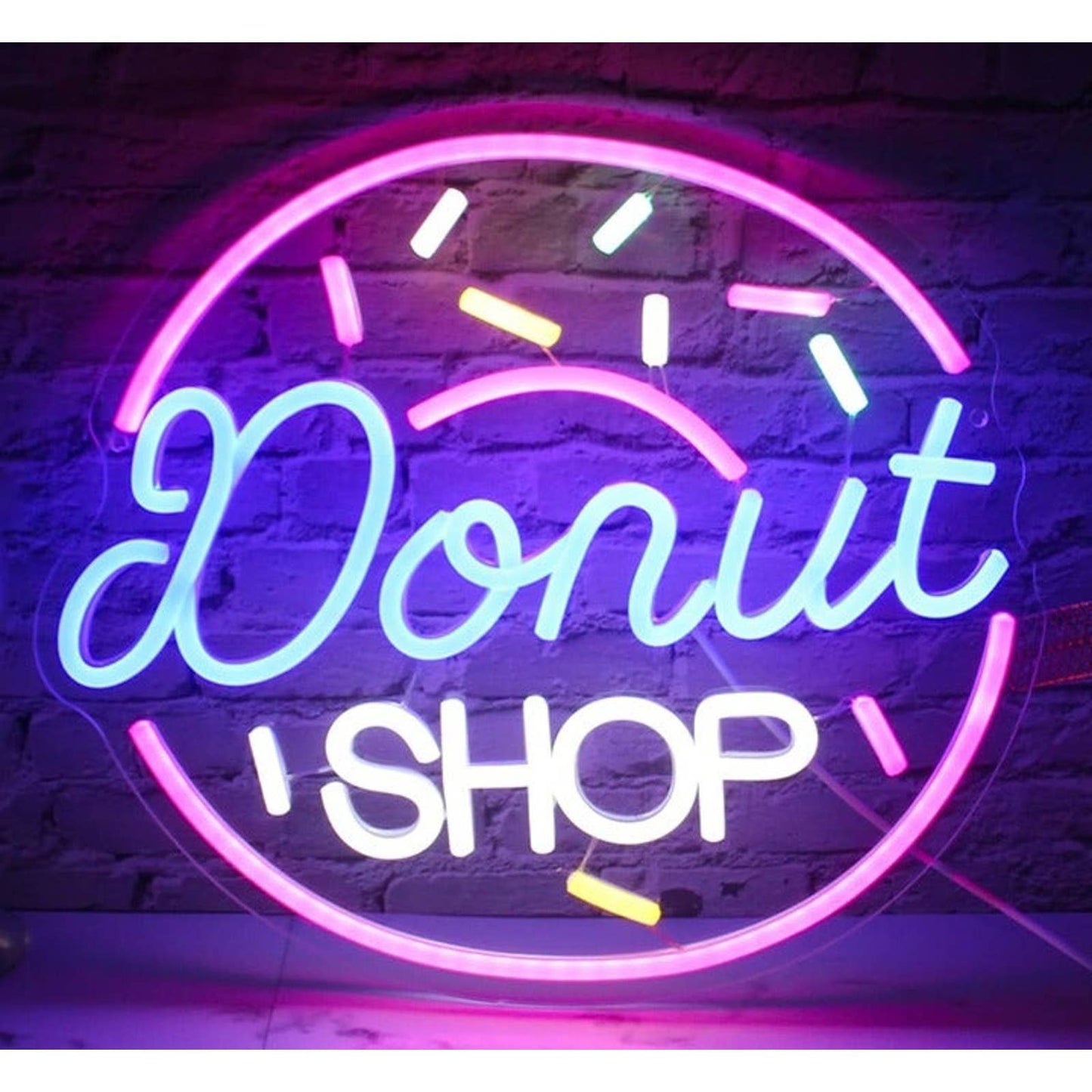 Fun Bright Tasty Sprinkle Donut Shop LED Night Light Business Window Wall Decor