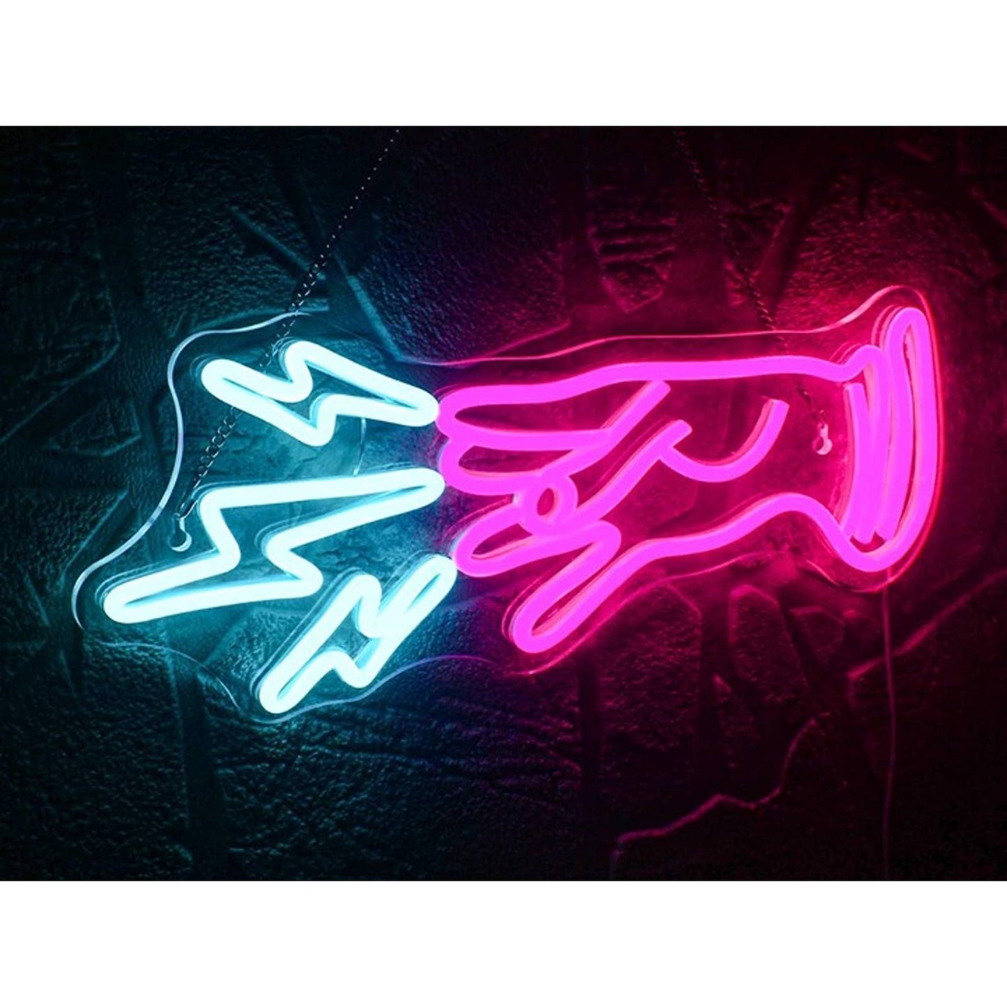 Fun Bright Pink / Blue Lightning Fingers LED Night Light Room Wall Decor