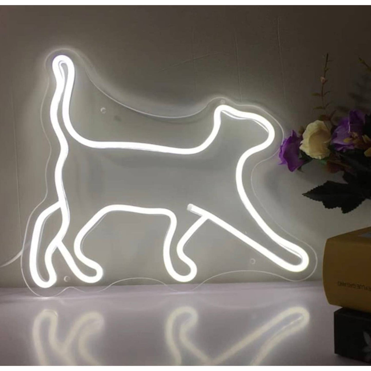 Adorable Bright White Prancing Kitty Cat LED Night Light Room Wall Decoration