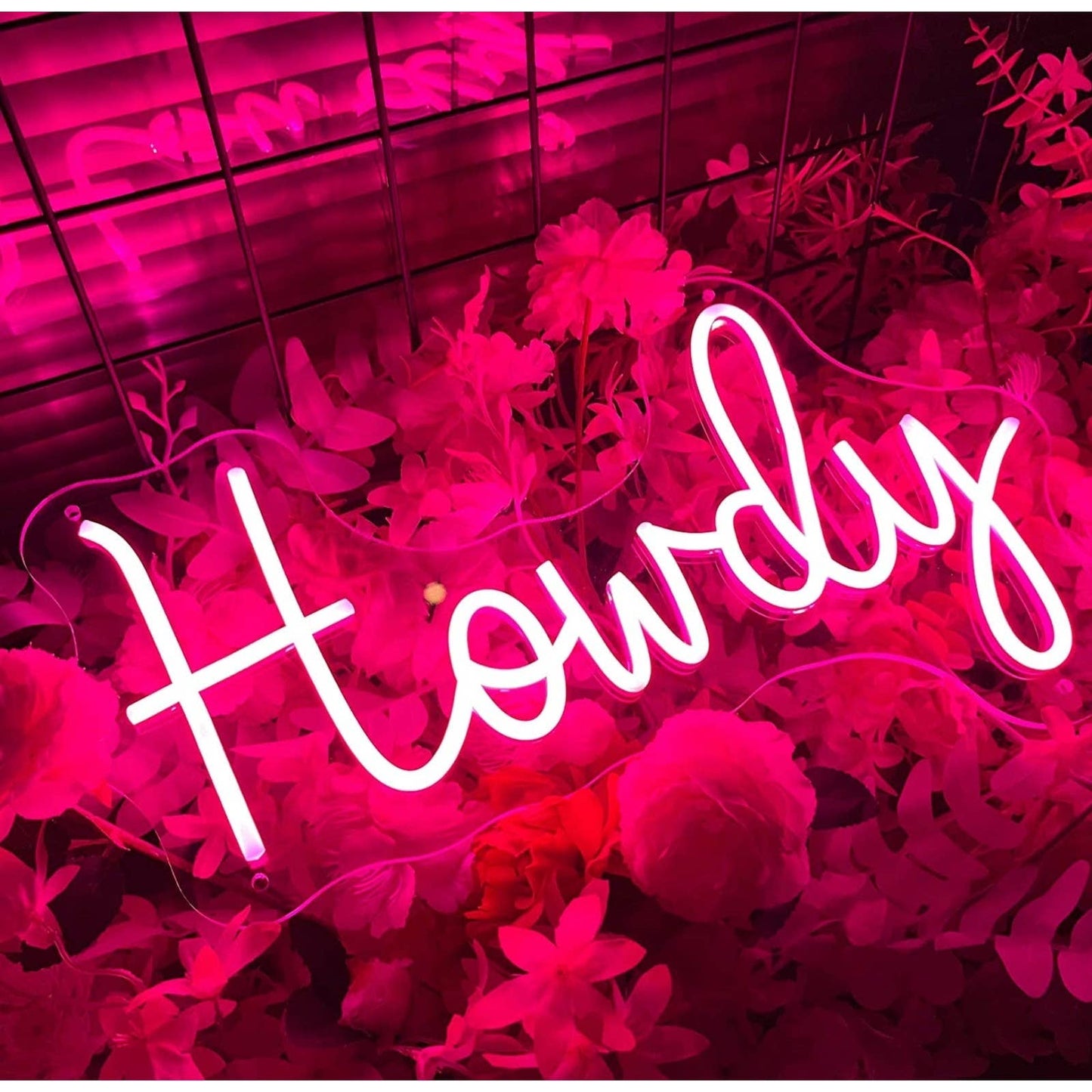 Lovely Bright Pink “Howdy” LED Night Light Room Wall Decoration