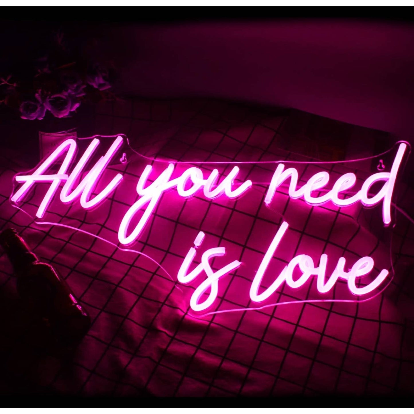 Romantic Warm Pink “All You Need is Love” LED Night Light Room Wall Decoration