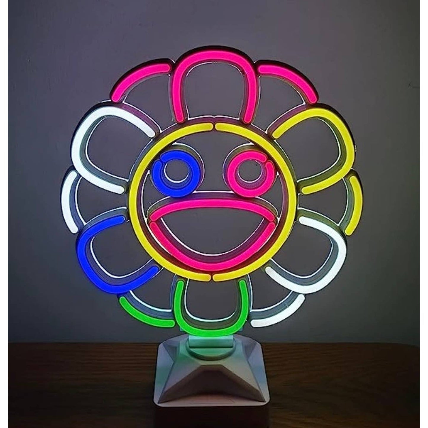 Fun Bright Rainbow Flower LED Night Light Lamp Room Decoration