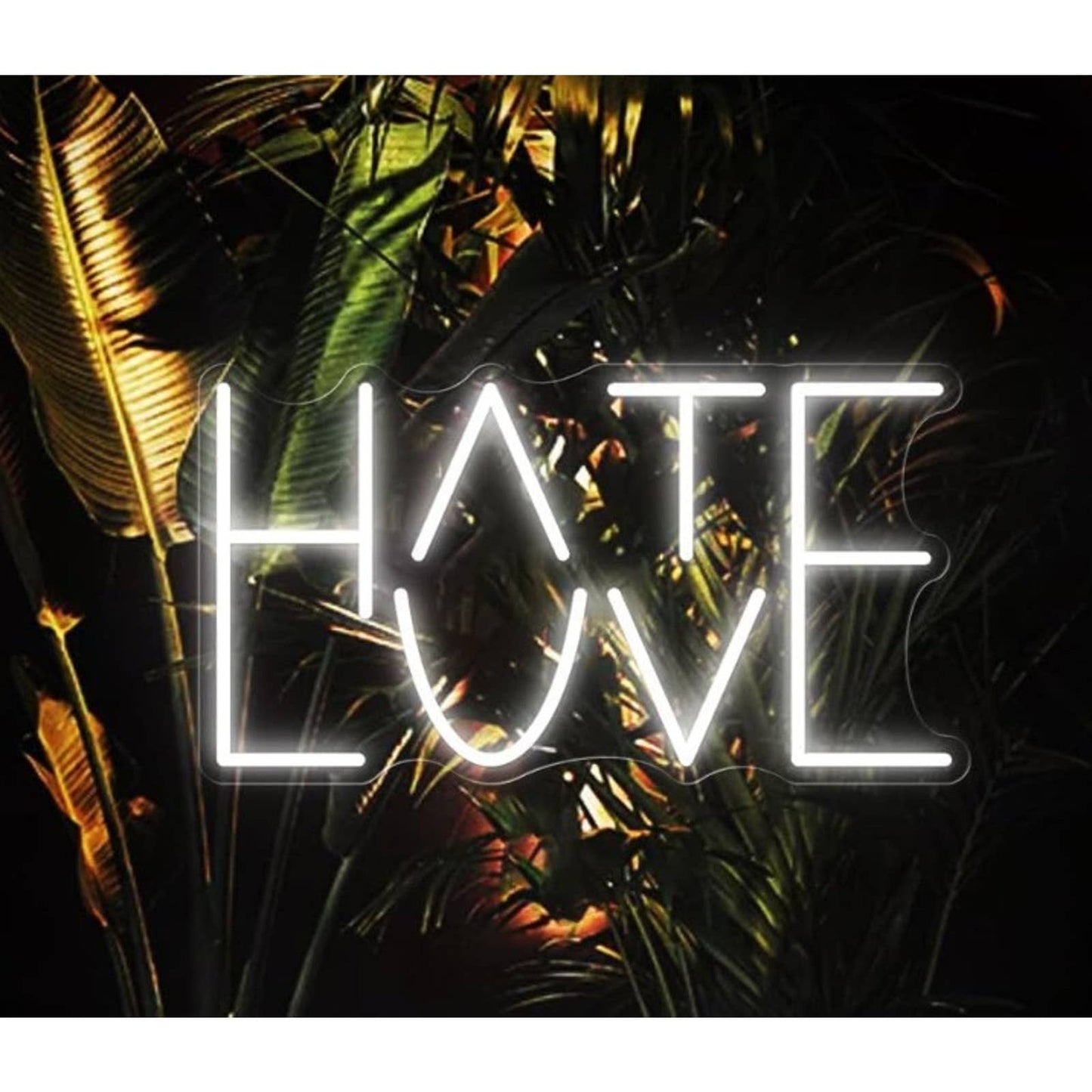 Vivid Bright White Hate/Love LED Night Light Room Wall Decoration
