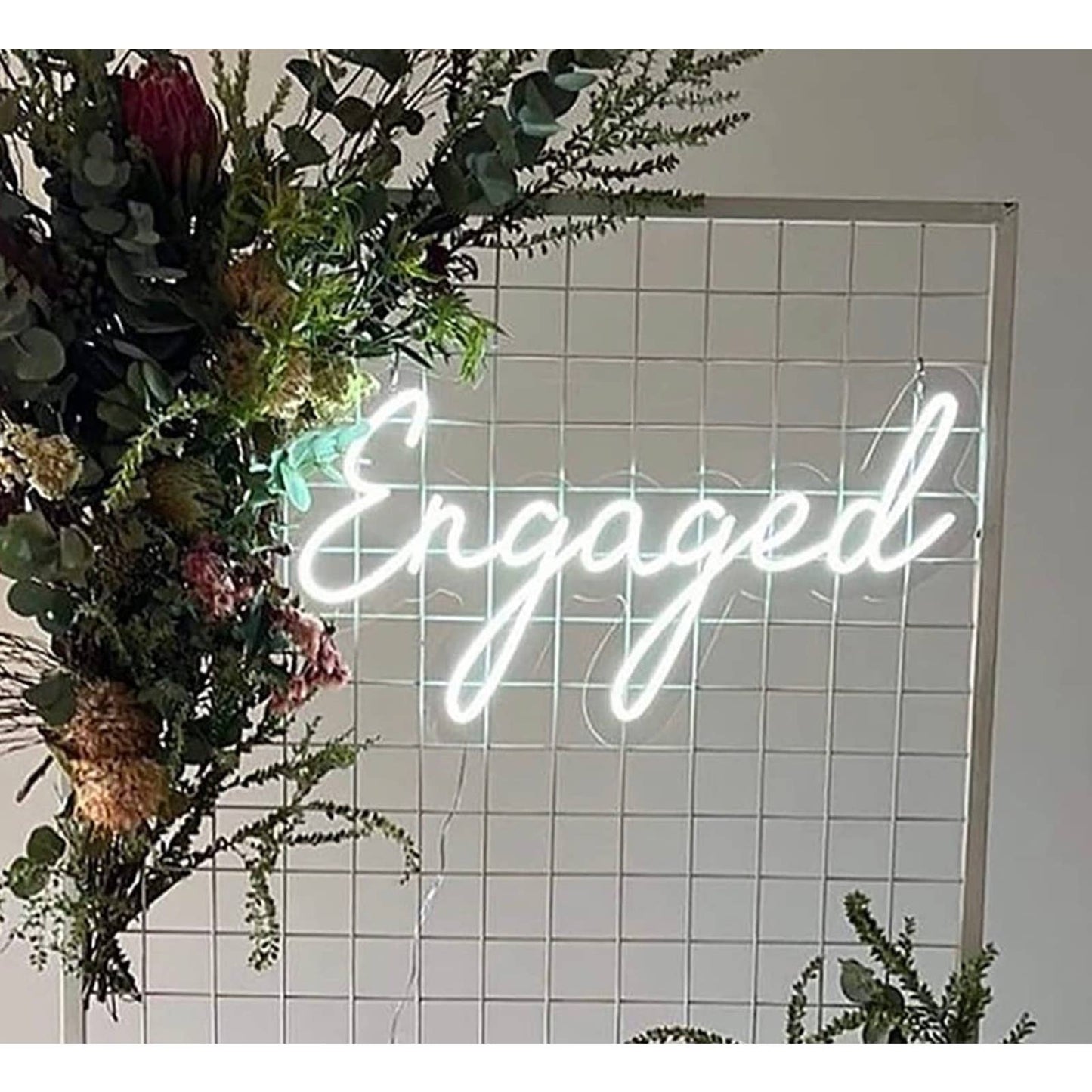 Lovely Large Simple Bright Cool White “Engaged” LED Light Celebration Decoration