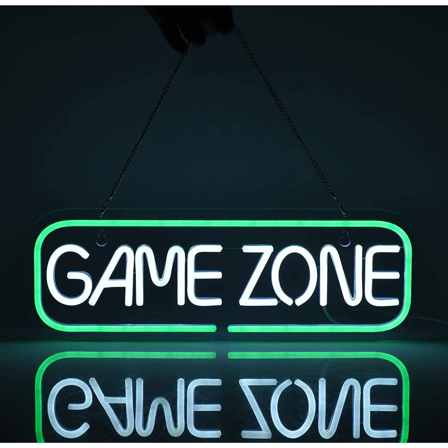 Fun Green / White Game Zone LED Night Light Sign Room Wall Decoration