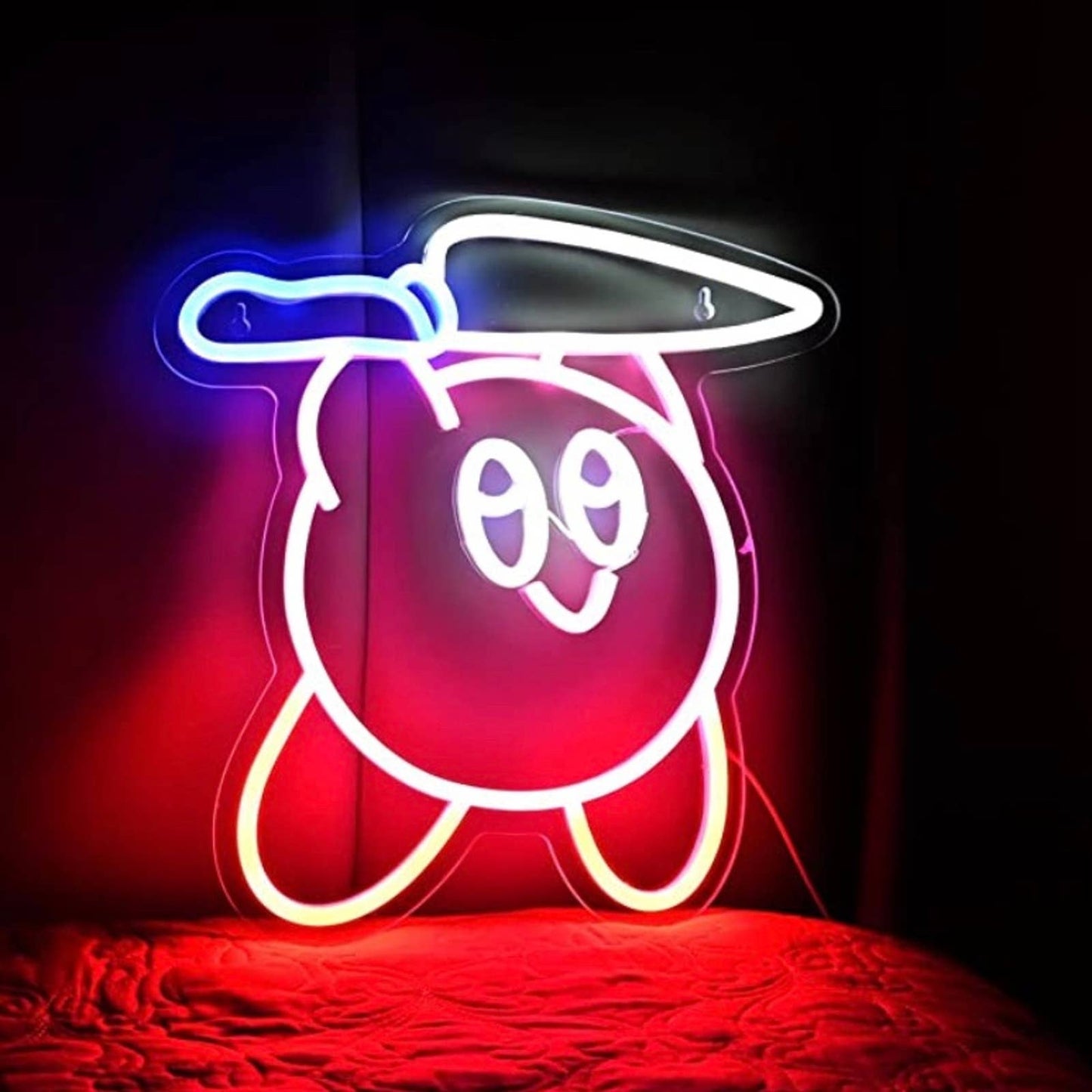 Super Cute Bright Kirby w/ Knife LED Night Light Video Game Decoration