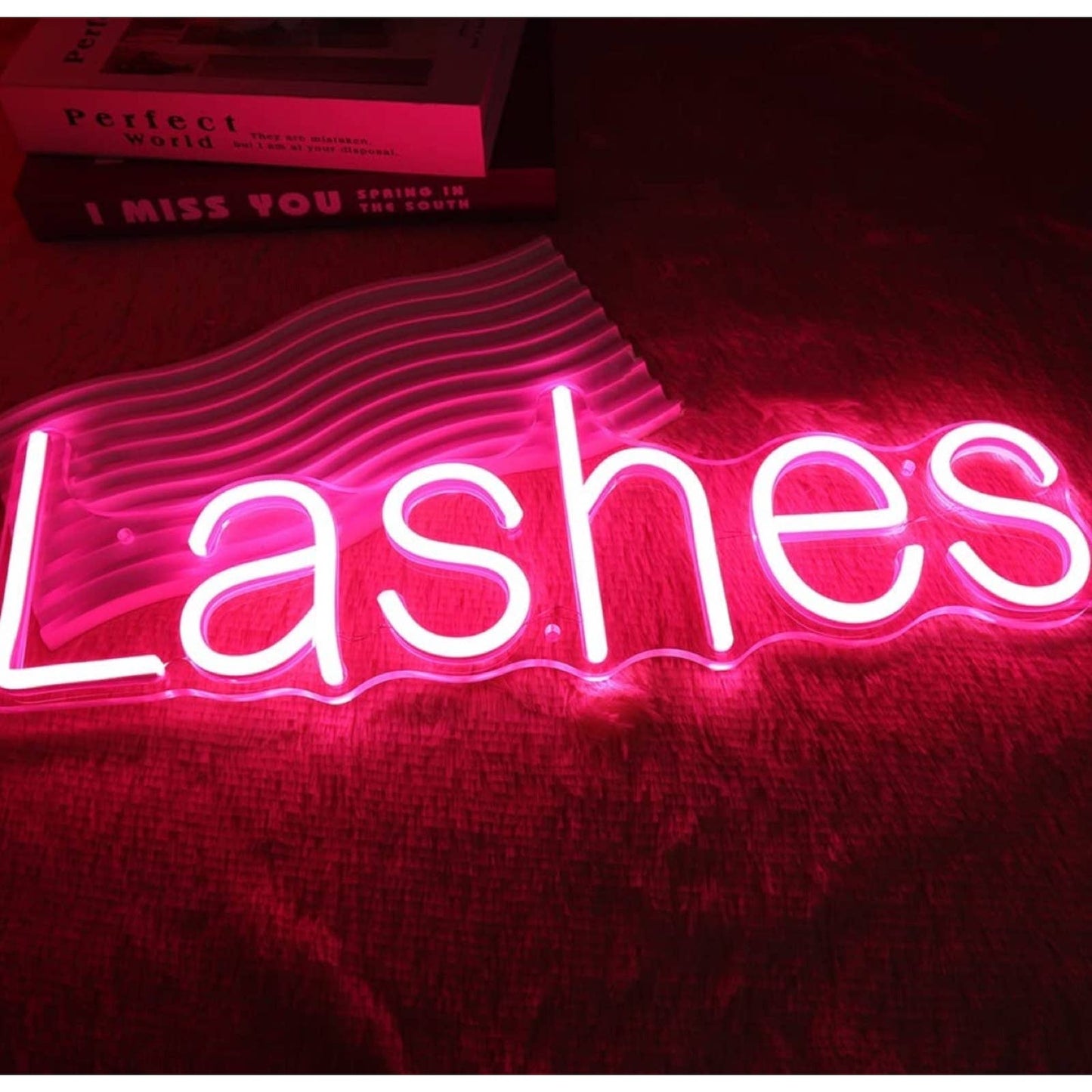 Lovely Bright Pink Lashes Salon Shop Business LED Light Sign Room Wall Decor