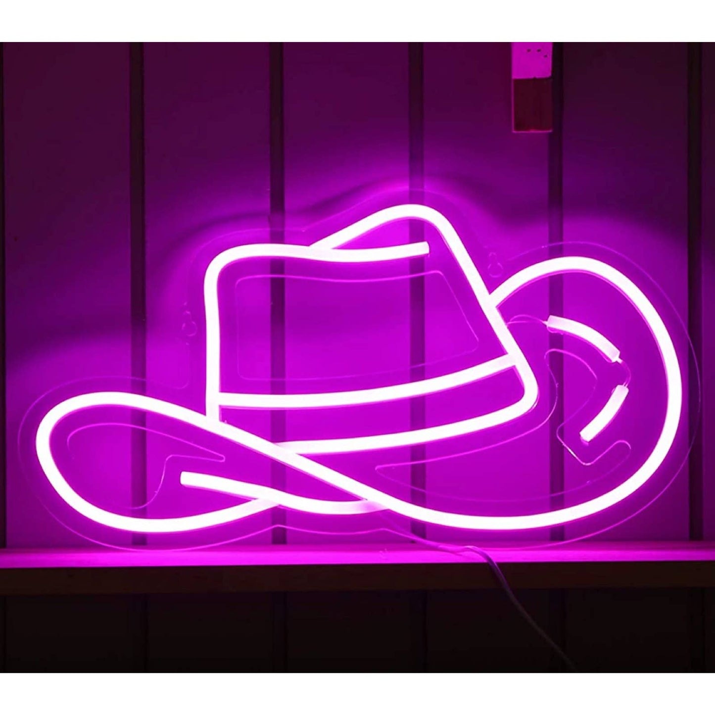 Lovely Bright Hot Pink Cowgirl Cowboy Hat LED Night Light Room Wall Decoration