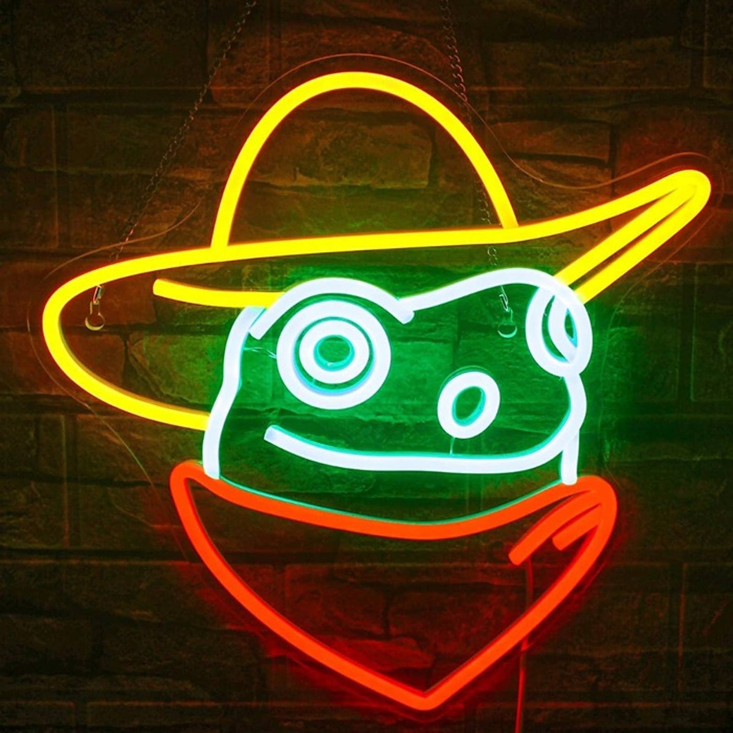 Fun Vivid Bright Green Cowboy Frog LED Night Light Western Decoration