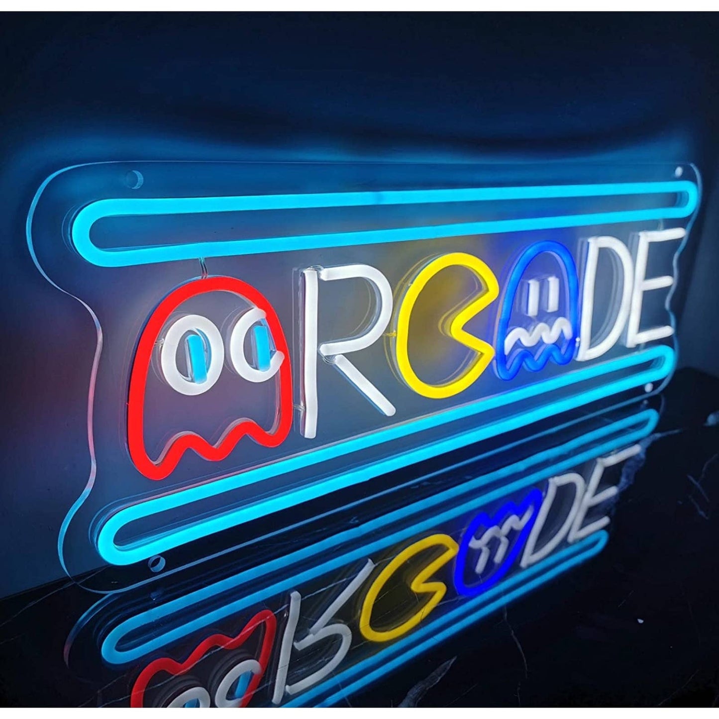 Large Bright Colorful Unique Retro Arcade LED Night Light Sign Game Room Wall De