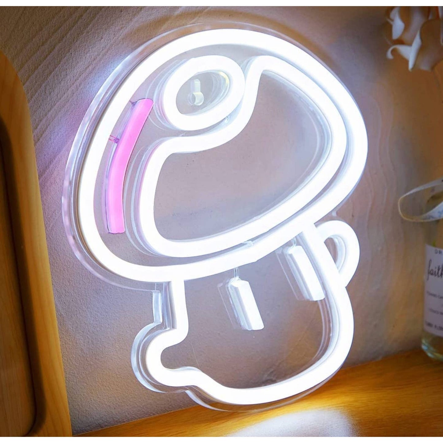 Adorable Bright White / Pink Baby Mushroom LED Night Light Room Wall Decocration
