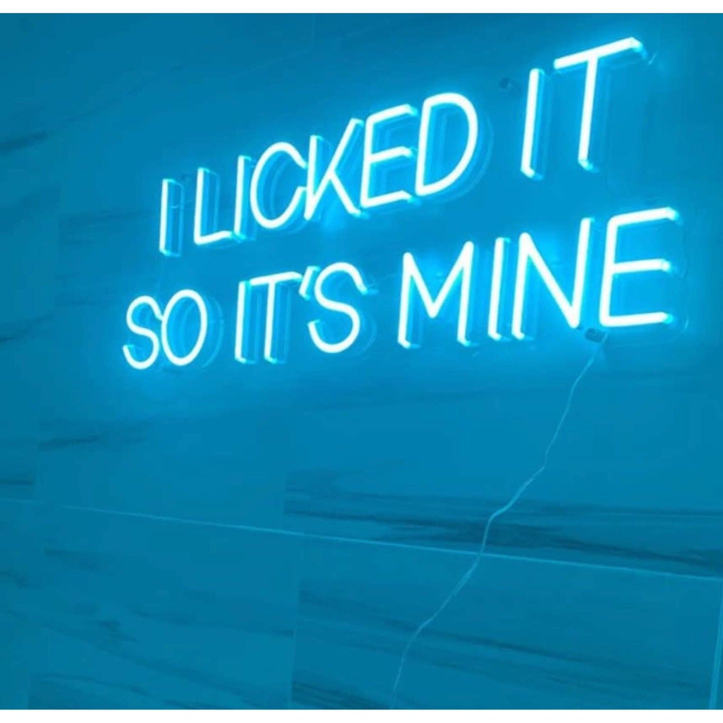 Funny Bright Blue “I Licked It So It’s Mine” LED Night Light Room Wall Decoratio