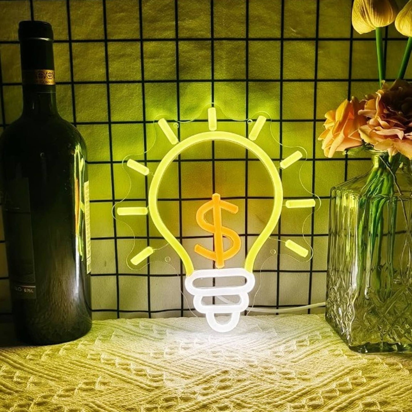 Fun Vivid Bright Money Idea Light Bulb LED Night Light Room Wall Decor