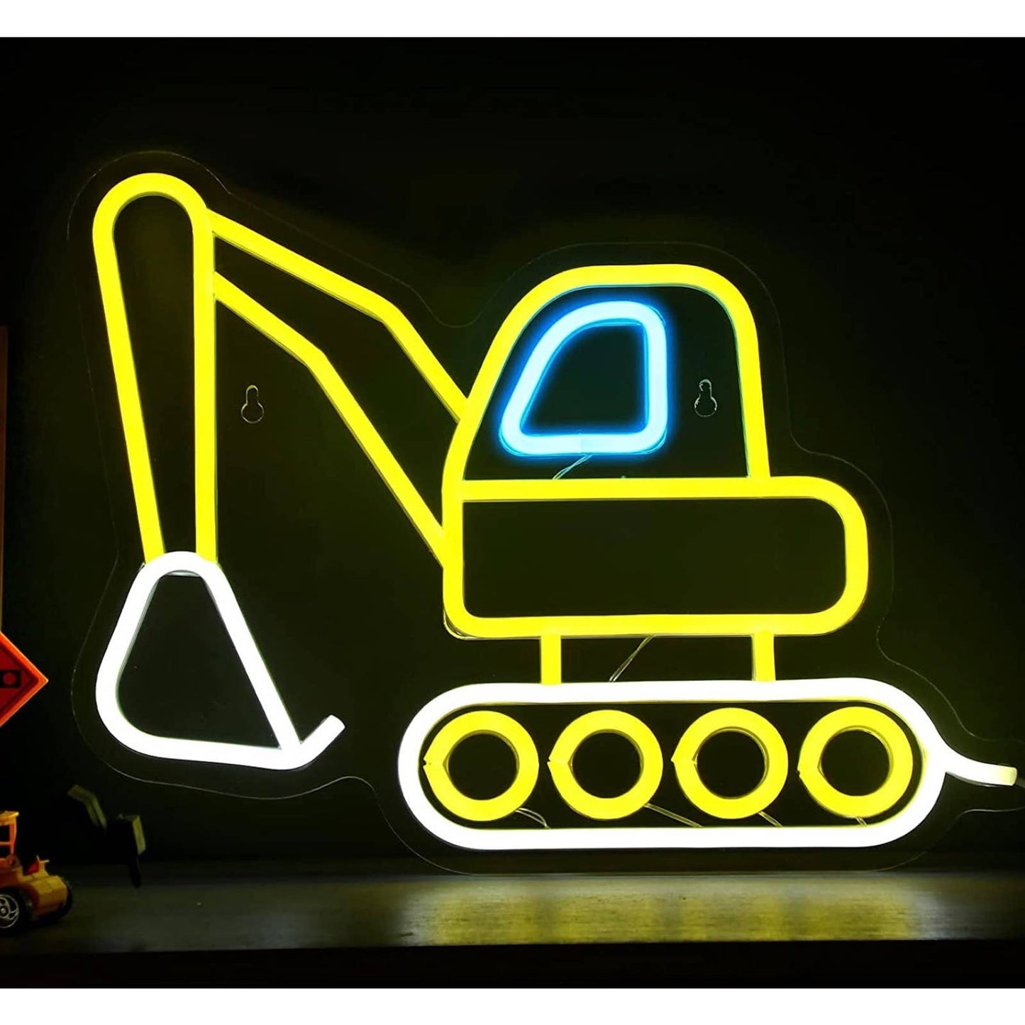 Fun Bright Yellow Construction Excavator Machine LED Night Light Room Wall Decor