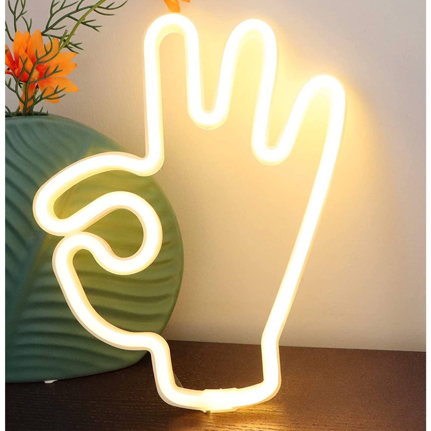 Lovely Bright Warm White A-OK Hand LED Night Light Room Wall Decoration