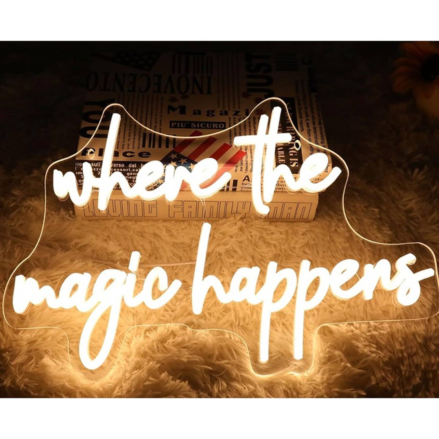 Lovely Bright Warm “Where the Magic Happens” LED Night Light Room Wall Decor