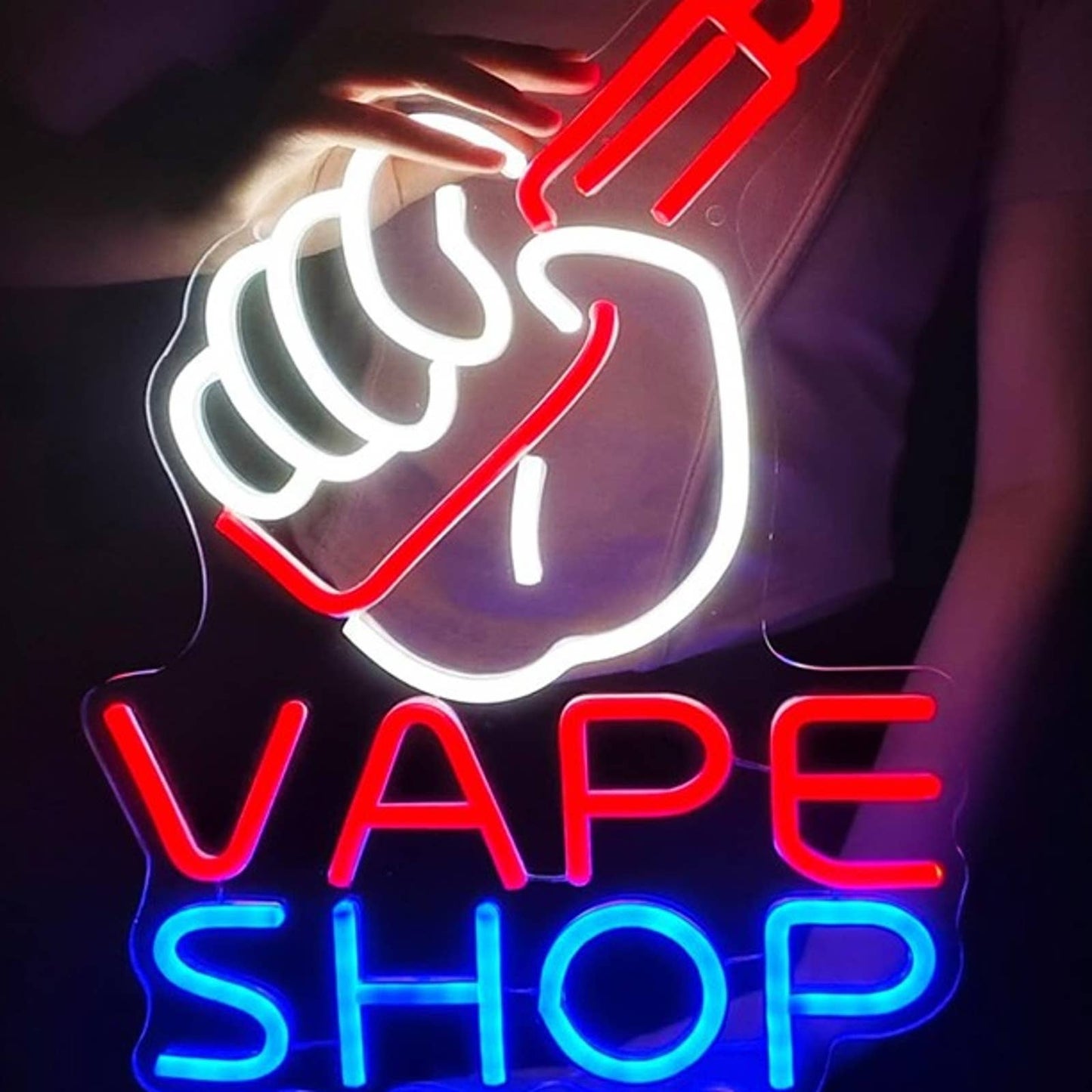 Vivid Bright Red / Blue Vape Shop LED Night Light Room Wall Decor