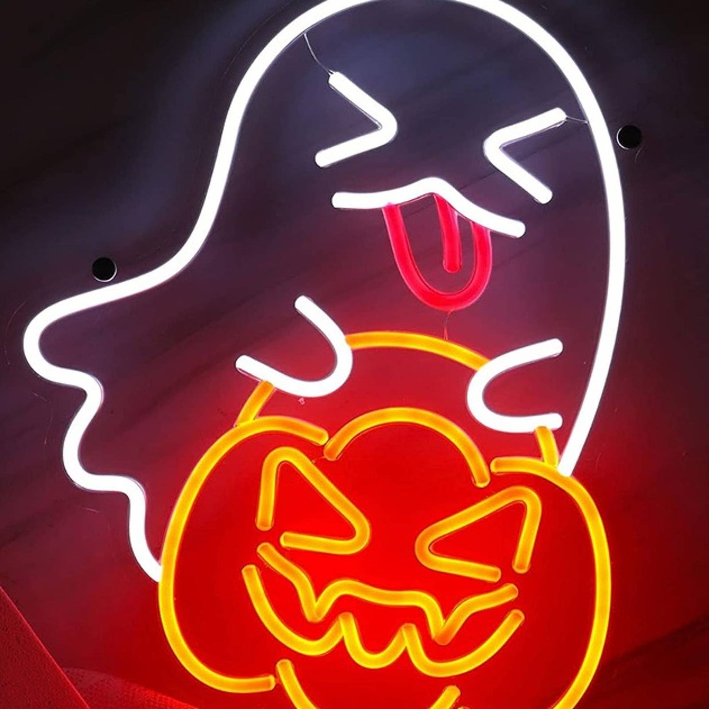 Silly Bright Ghost with a Pumpkin Candy Basket LED Light Halloween Decor