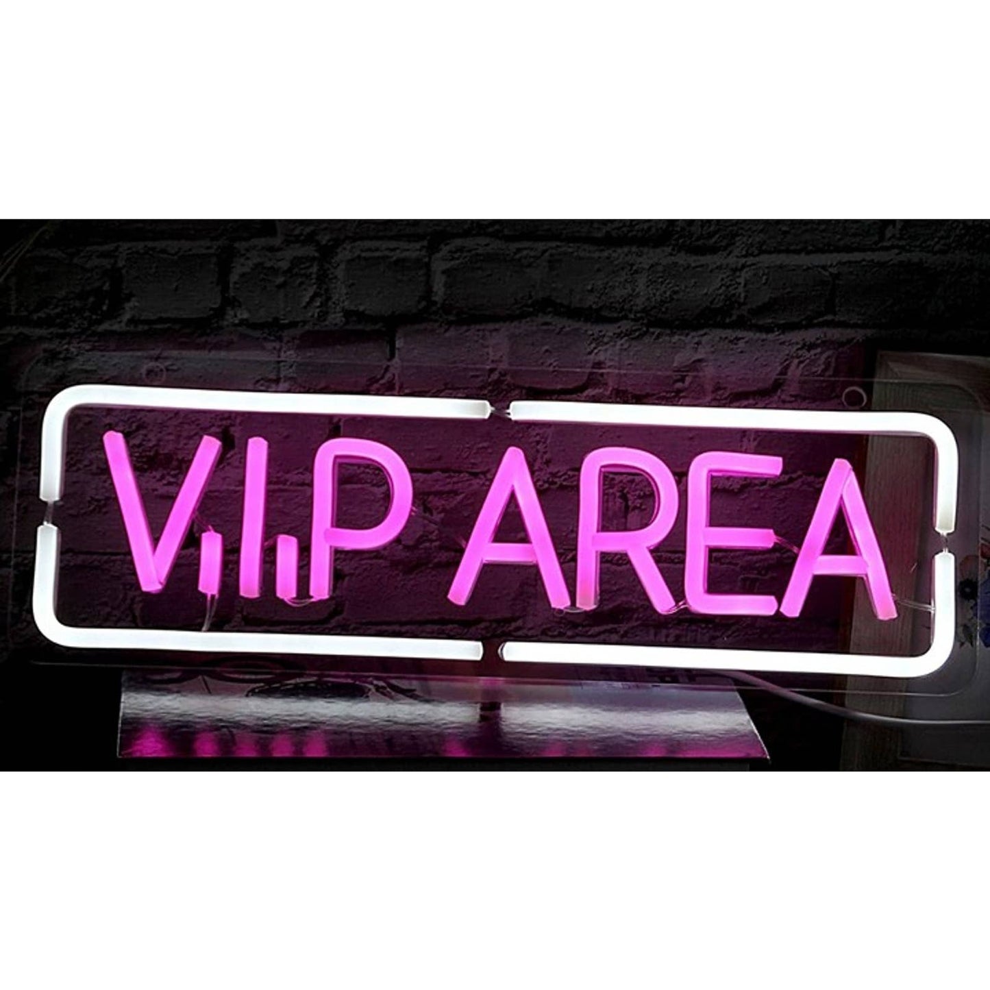 Vivid Bright White / Pink “VIP AREA” LED Night Light Party Room Wall Decor