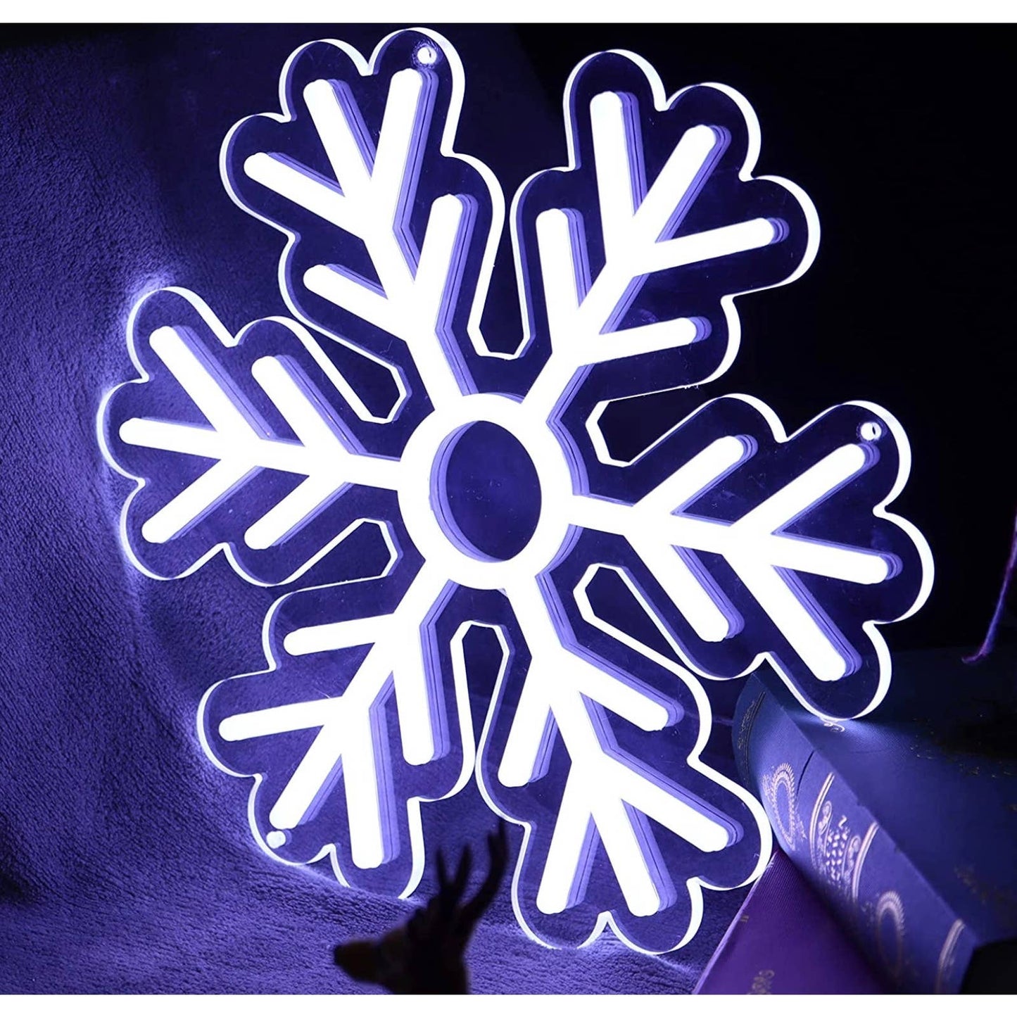 Vivid Bright White Snowflake Winter LED Night Light Room Wall Decor