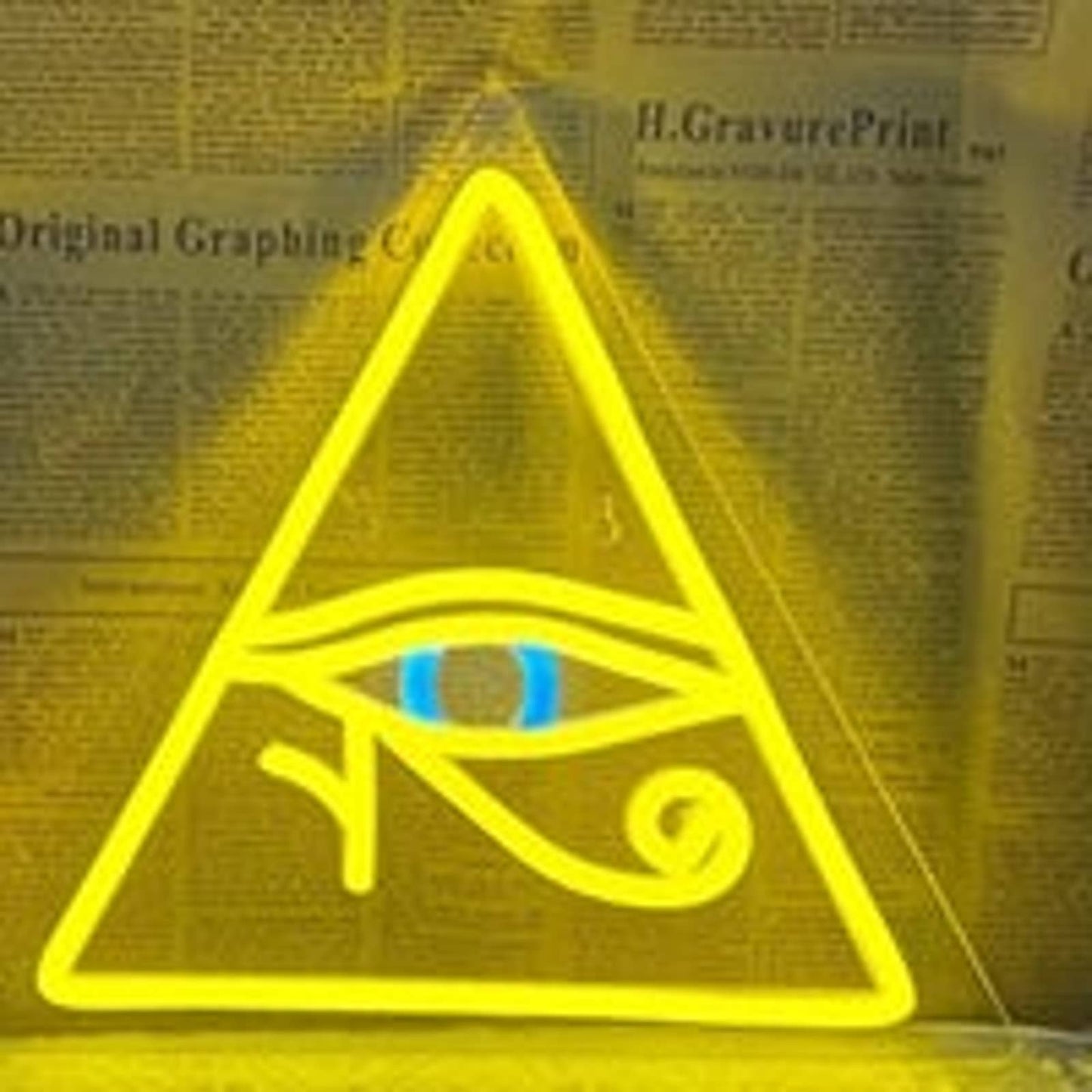 Vivid Bright Yellow Shining Pyramid Eye LED Night Light Room Wall Decor