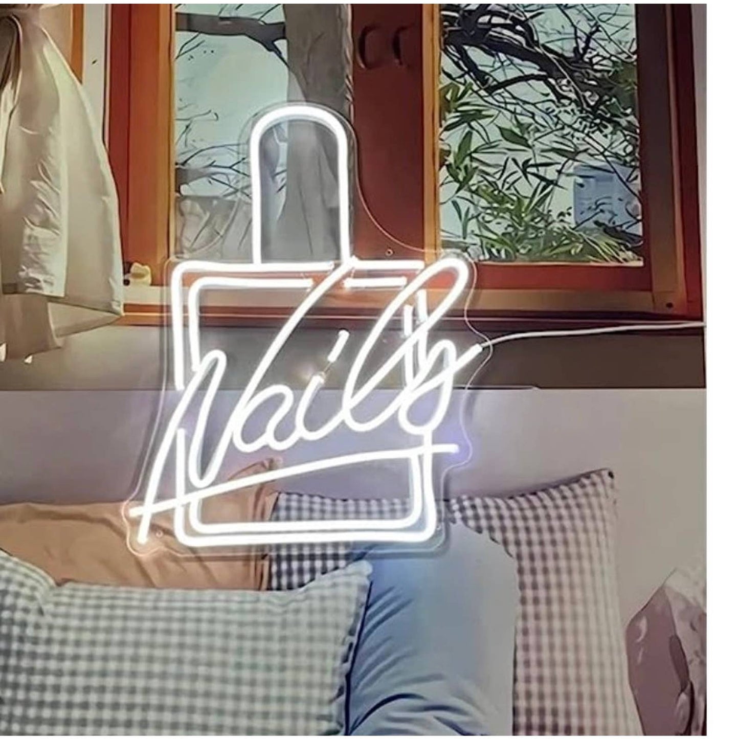 Lovely Cool Bright White Nails LED Night Light Salon Spa Room Wall Decor