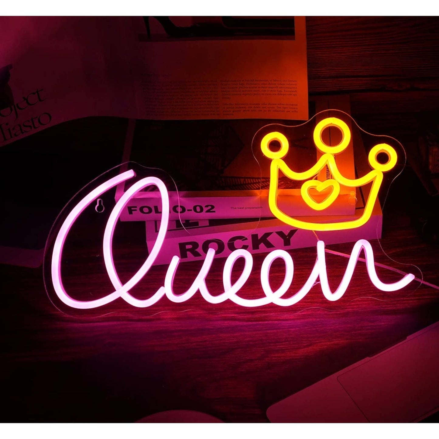 Lovely Vivid Bright Queen Heart Crown LED Night Light Room Wall Decoration