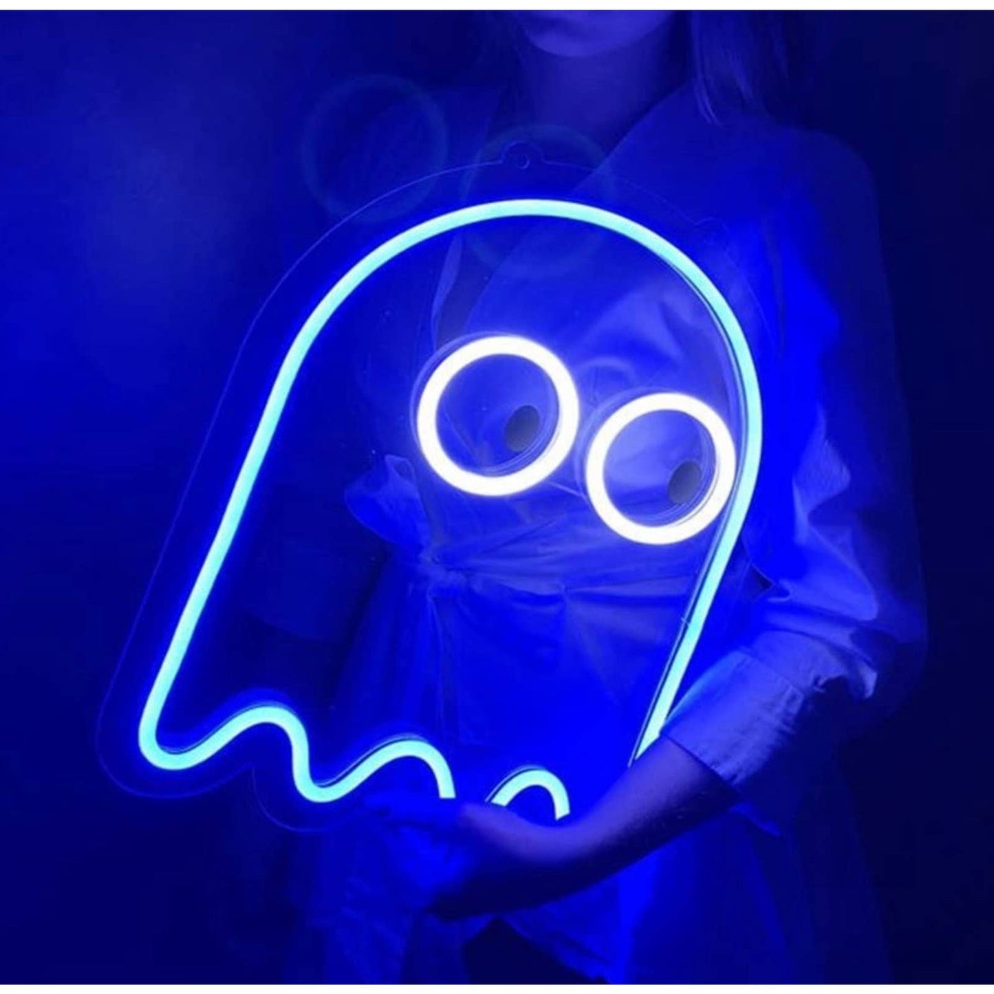Fun Bright Blue Video Game Ghost LED Night Light Room Wall Decoration