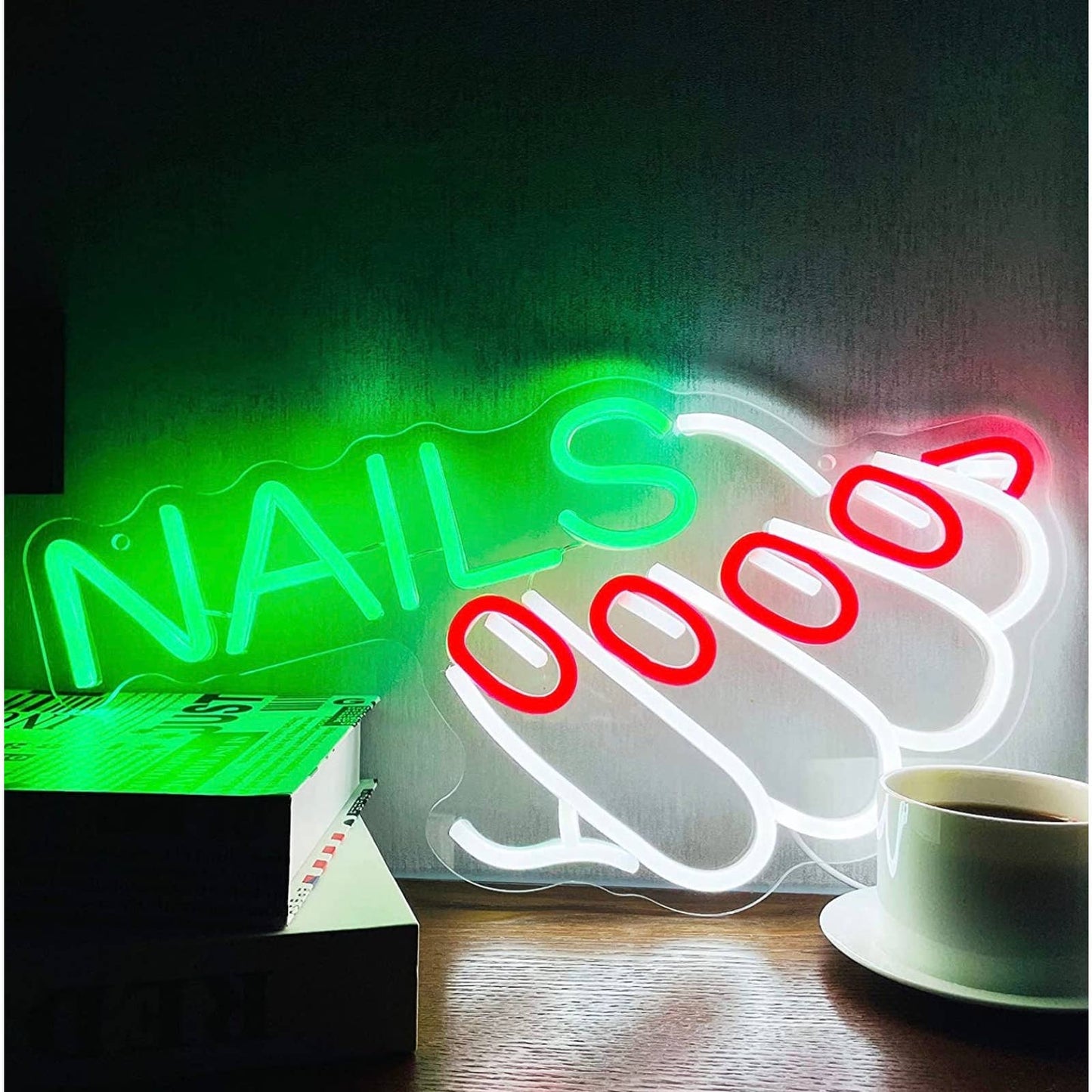 Lovely Bright Colorful Nails LED Spa Light Salon Room Wall Decoration