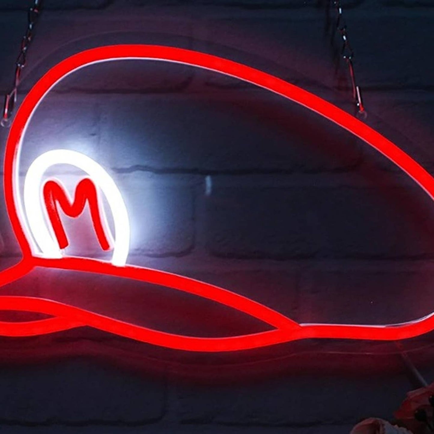 Vivid Bright Red Super Mario Hat LED Night Light Video Game Room Decor