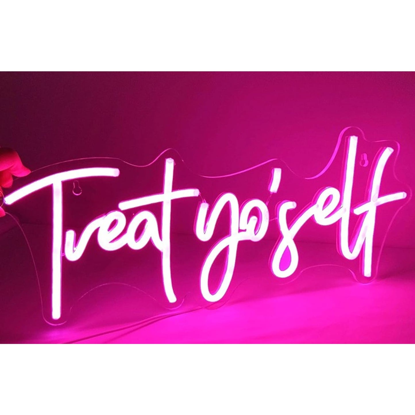 Fun Bright Unique Pink “Treat Yo’ Self” LED Night Light Room Wall Decoration