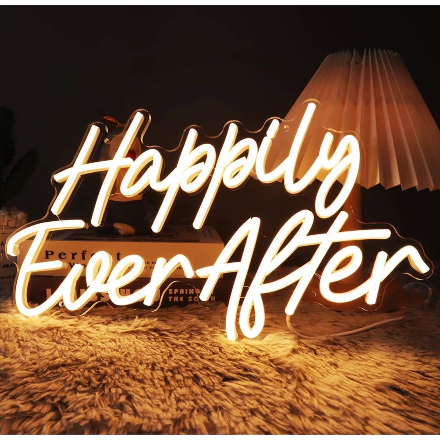 Romantic Warm Bright “Happily Ever After” LED Night Light Room Wall Decoration