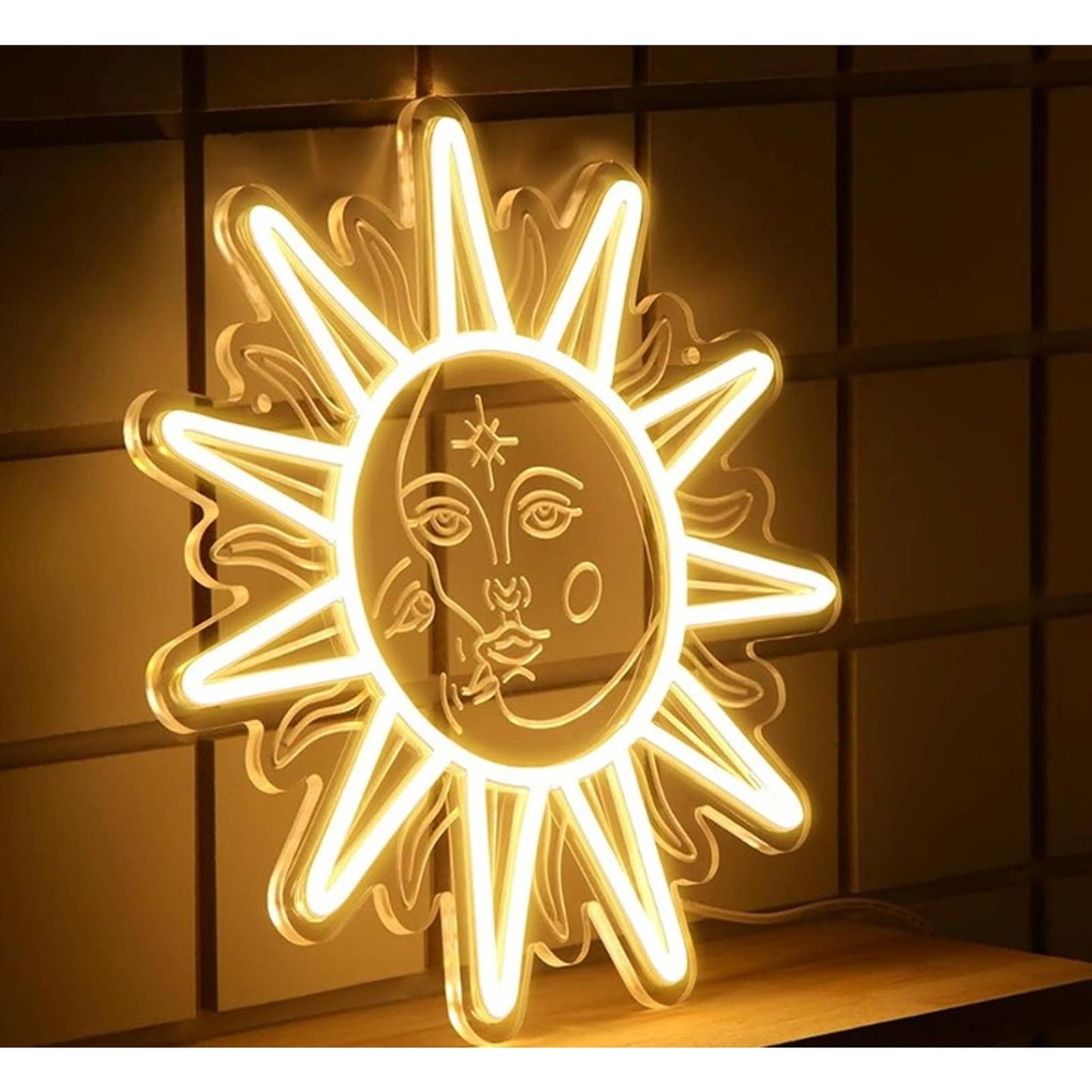 Lovely Bright Unique Shining Sun & Moon LED Night Light Room Wall Art Decor