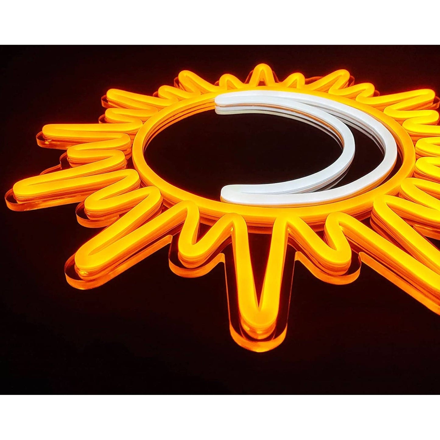 Lovely Bright Golden Sun White Moon LED Night Light Room Wall Art Decoration