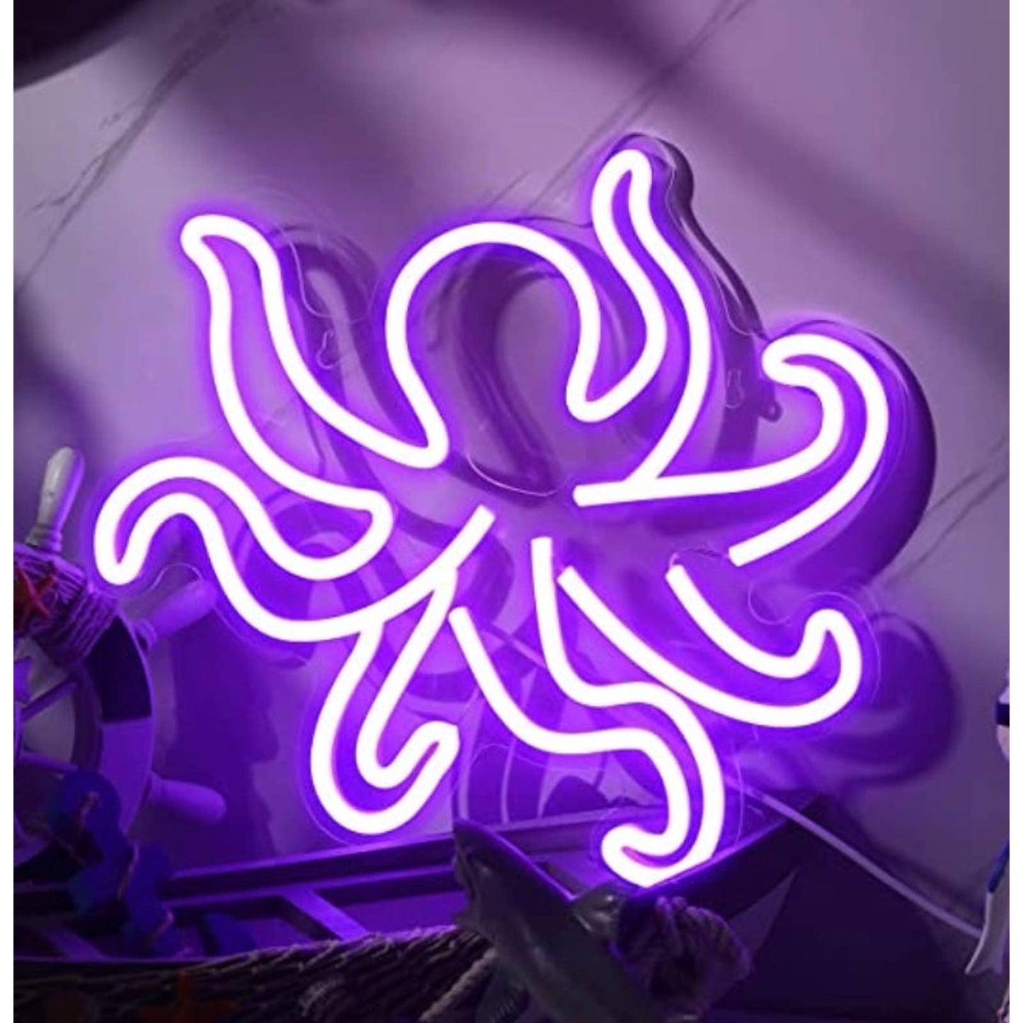 Lovely Bright Purple Octopus LED Night Light Room Wall Decoration