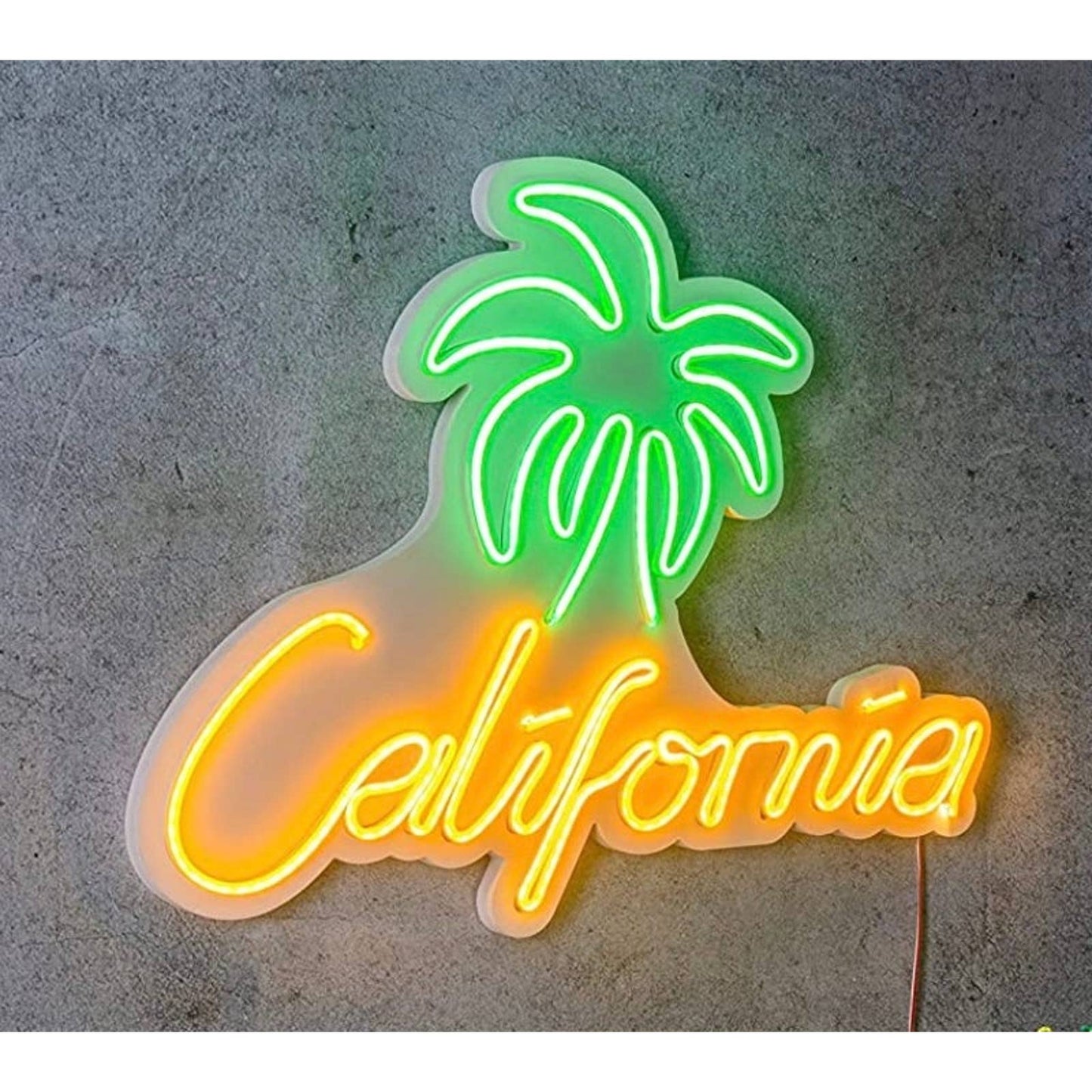 Fun Bright Vivid Green / Yellow California Palm Tree LED Light Room Wall Decorat