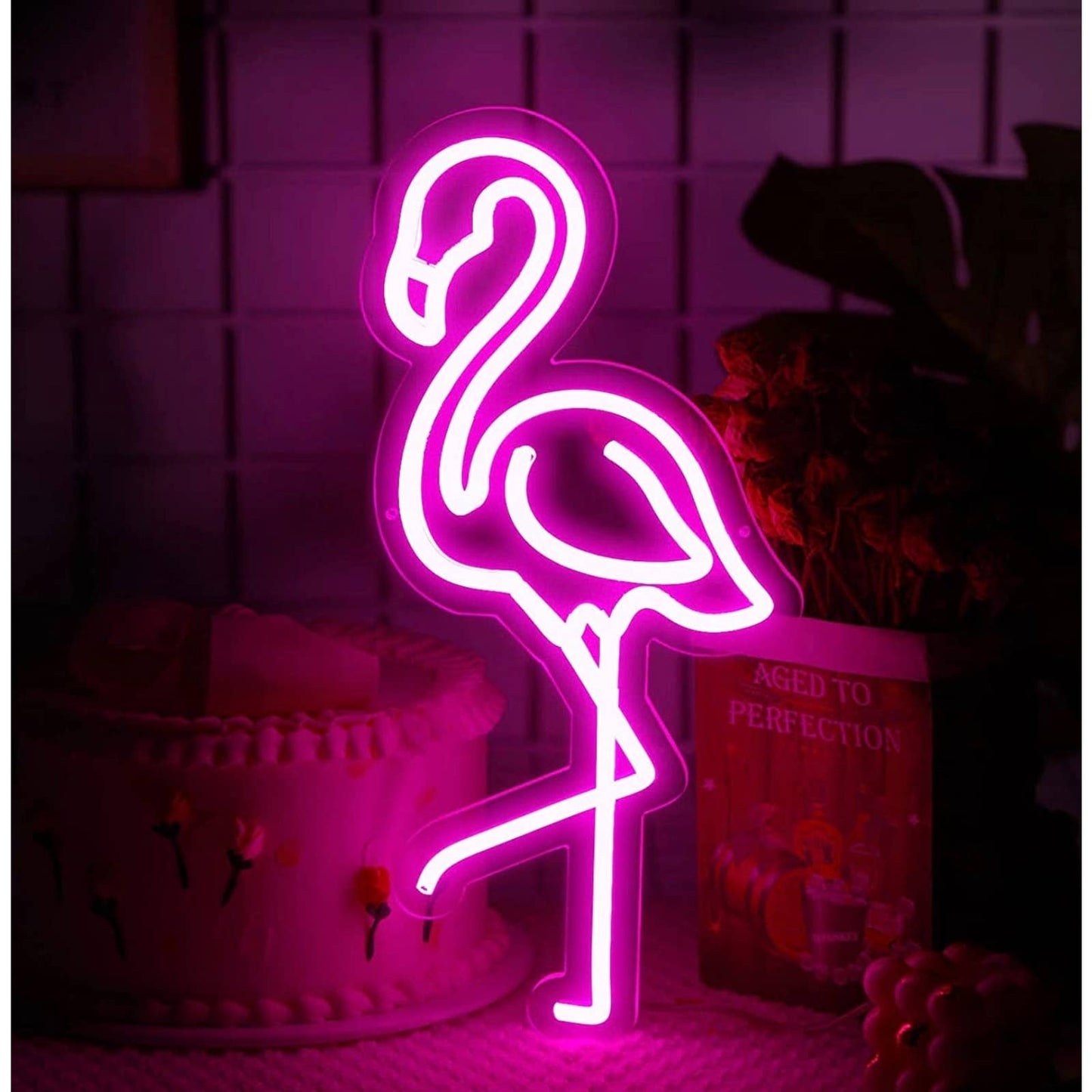 Lovely Bright Vivid Pink Flamingo LED Night Light Room Wall Decoration